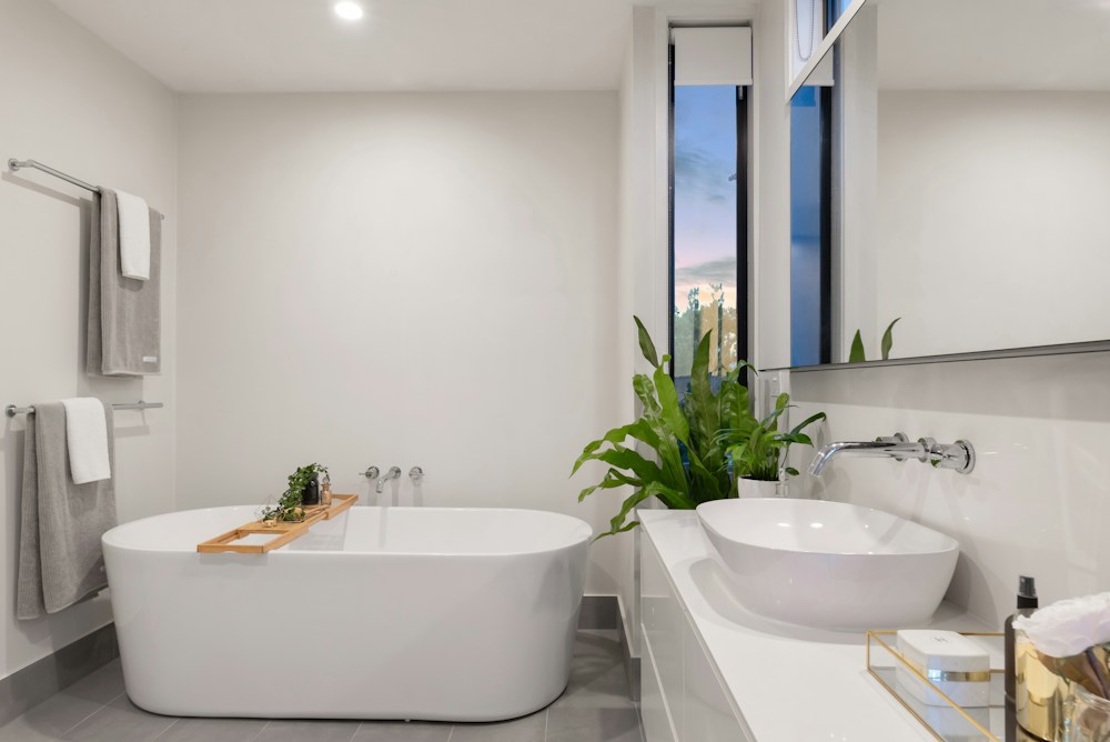 Bathroom inspiration with a warm neutral palette