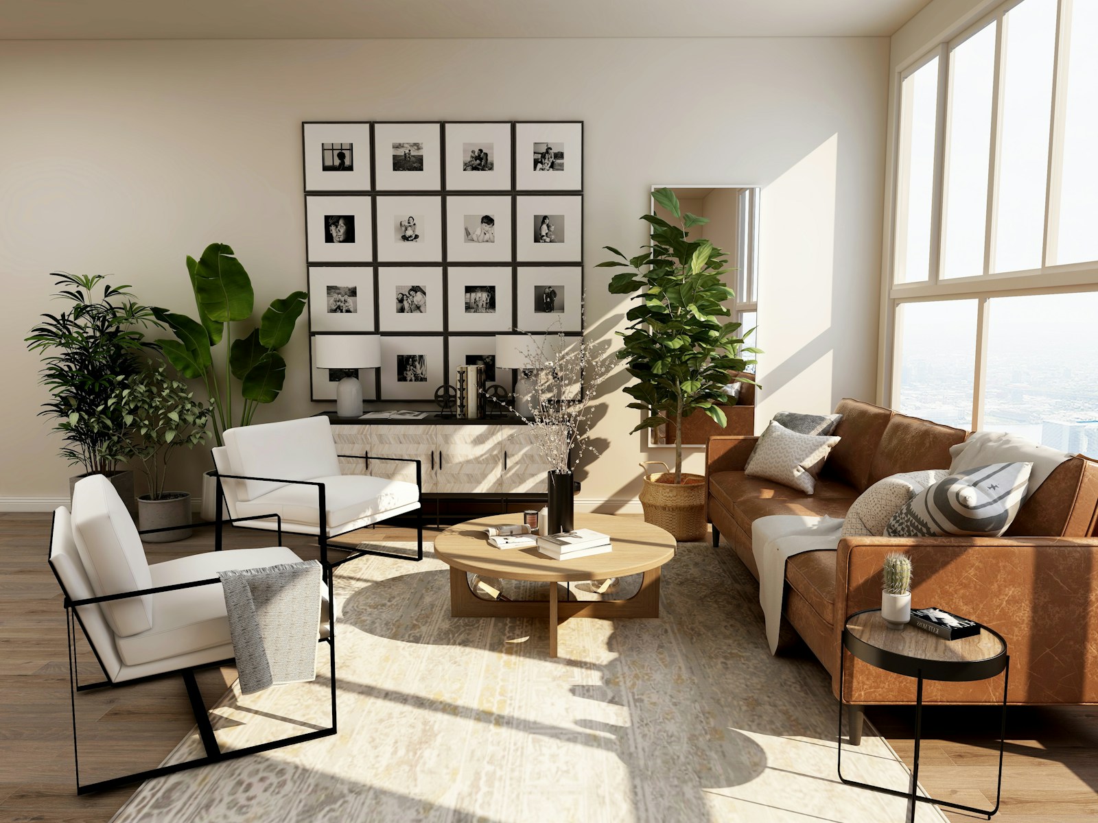 Interior design inspiration: warm neutral living room with natural textures